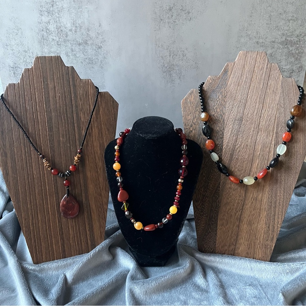 3 Necklace Lot – Natural Stone, Fall & Earthy Boho Jewelry